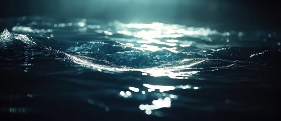 Dark Water Surface with Glimmering Light Reflections