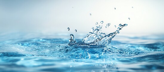 Water splash droplet ripple surface tension aqua blue liquid freshness purity clean nature serenity