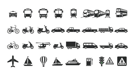 Fototapeta premium Transportation Icons Set A Versatile Collection of Vector Graphics for Various Projects and Designs Related to Travel and Transport