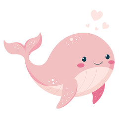 Obraz premium Adorable Pink Whale Illustration
