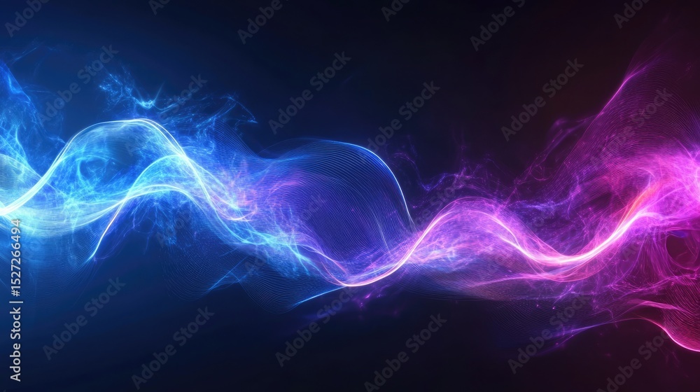 Fototapete radiant blue and purple waves flow smoothly on deep textured abstract background creating a dynamic 
