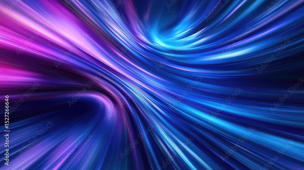 Poster radiant blue and purple waveforms flowing smoothly on a deep textured abstract background with dynam