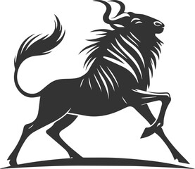 Wild animal vector silhouette of a wildebeest black illustration