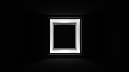 Illuminated Square Frame in Dark Room - Minimalist Abstract Background