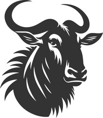 Wild animal vector silhouette of a wildebeest black illustration