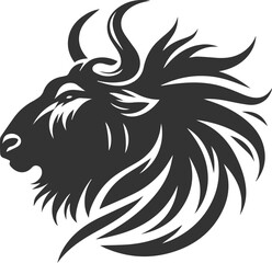 Wild animal vector silhouette of a wildebeest black illustration