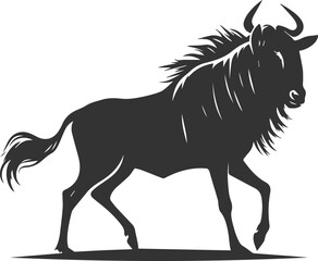 Wild animal vector silhouette of a wildebeest black illustration