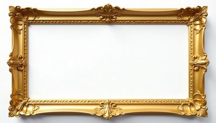 Elegant gold frame mockup on white background, prop, simple, showcase