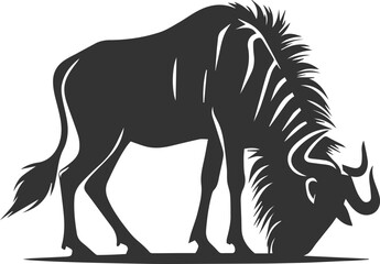 Wild animal vector silhouette of a wildebeest black illustration