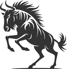 Wild animal vector silhouette of a wildebeest black illustration