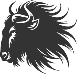 Wild animal vector silhouette of a wildebeest black illustration