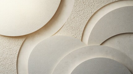 Abstract Cream Circle Layering with Soft Light and Texture Background