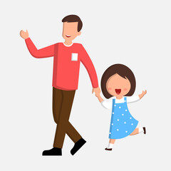 vector of a father with his daughter, depicting family love, nurturing, bonding, protection and happy childhood moments. Happy family concept