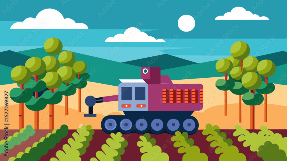 Aufkleber a robotic vehicle resembling a miniature tank navigates through a vineyard collecting data on g qual