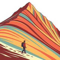 Fototapeta premium Rainbow Mountain in Peru with Vibrant Multicolored Layers and Geological Beauty. Perfect for: Corpus Christi, Rainbow Mountain (Vinicunca)