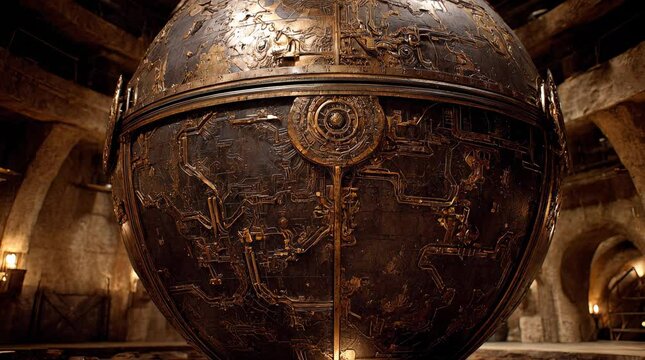 Massive sphere sealed in underground vault of ancient civilization. Agartha