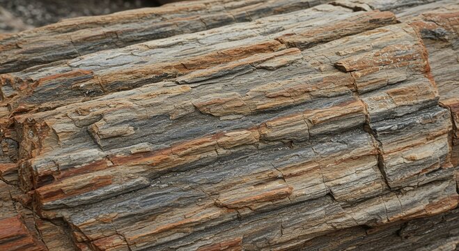Petrified Wood Texture Close Up of Ancient Fossilized Tree Trunk with Striking Color Variations and