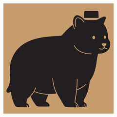 Fototapeta premium Adorable cartoon bear wearing a hat illustration on a tan background for design projects