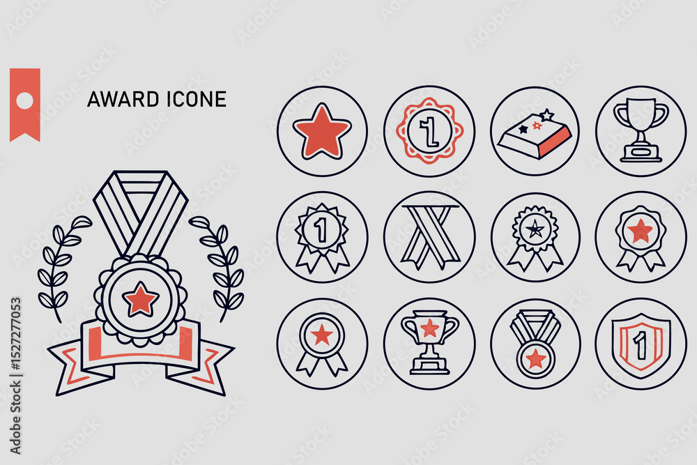 Fototapete set of flat vector icons for web design and user interface elements