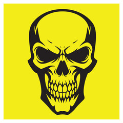 Obraz premium Bold black skull on yellow background for halloween or horror designs