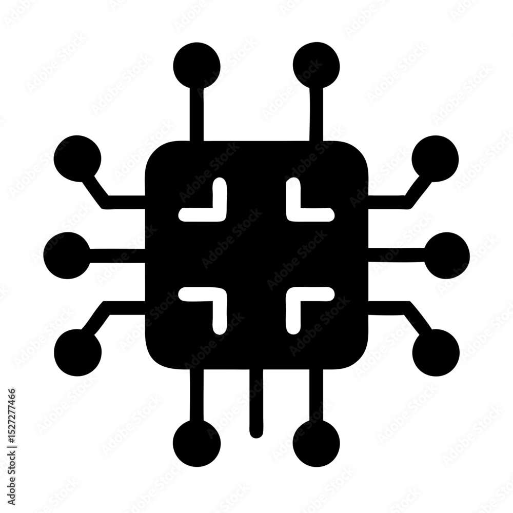Poster innovative ai microchip icon representing advanced technology and electronic devices use