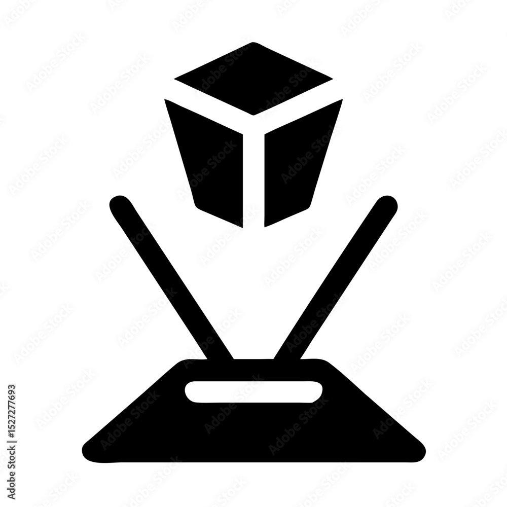 Poster hologram projection icon symbolizing advanced technology in virtual displays