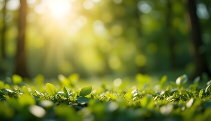 "Earth Day Concept – Sunny Abstract Green Bokeh Nature Background for Eco-Friendly Designs"

