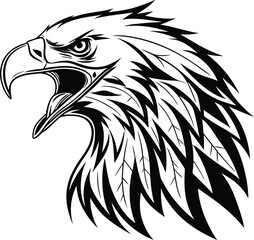 Obraz premium Stylized black and white eagle head design tribal tattoo vector illustration