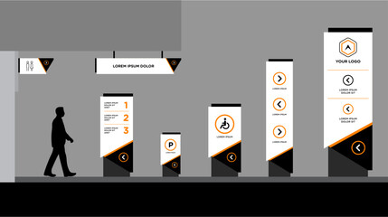 Exterior and interior signage template set corporate identity