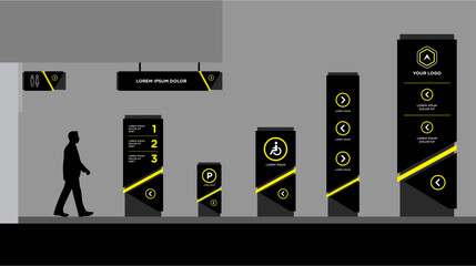 Exterior and interior signage template set corporate identity