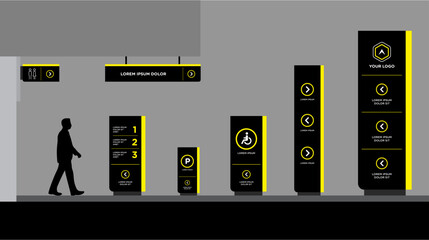 Exterior and interior signage template set corporate identity