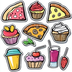 Sweet Treats Collection with Colorful Desserts and Candy Illustrations