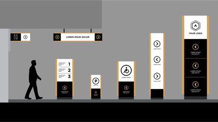 Exterior and interior signage template set corporate identity