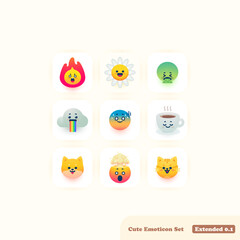 cute modern emoji emoticon set extended