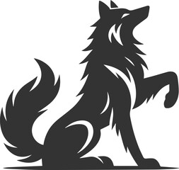 Wild animal vector of a wolf silhouette drawing illustration