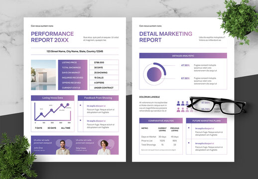 Gradient Purple And Blue Performance Report Flyer 