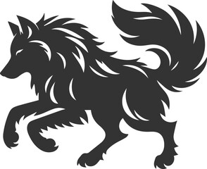 Wild animal vector of a wolf silhouette drawing illustration