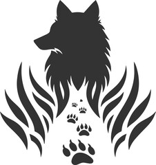 Wild animal vector of a wolf silhouette drawing illustration