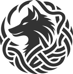 Wild animal vector of a wolf silhouette drawing illustration