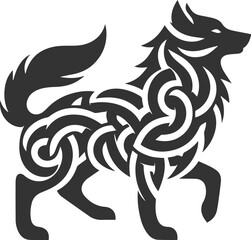 Wild animal vector of a wolf silhouette drawing illustration