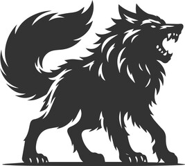 Wild animal vector of a wolf silhouette drawing illustration