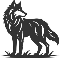Wild animal vector of a wolf silhouette drawing illustration
