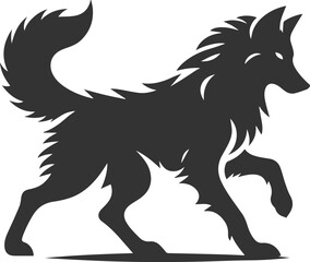 Wild animal vector of a wolf silhouette drawing illustration