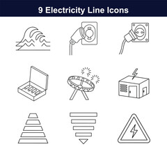 Minimalist Electricity Line Icons &ndash; Perfect for Energy, Power, and Utility Projects.
