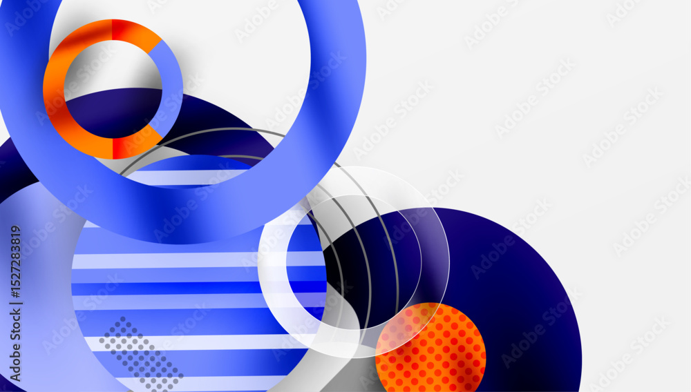 Aufkleber abstract composition. overlapping circles, lines create dynamic visual effect. blue, orange hues dom