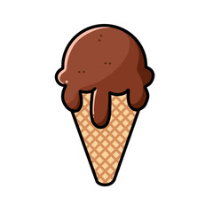 Illustration of chocolate flavored ice cream image, ice cream icon, ice cream logo, ice cream sticker, coloring design.
