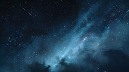 Stunning Galaxy Backdrop High-Detail Photo of Shooting Stars and Nebulae