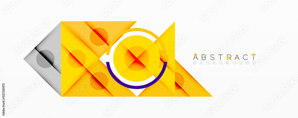 Aufkleber Bright yellow abstract design. Geometric shapes overlap creating dynamic visual effect. Modern composition suitable for backgrounds.