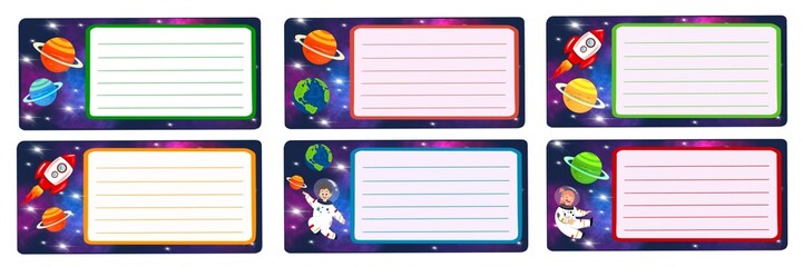 notebook labels. icons school subject. colorful vector design