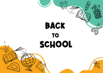 back to school flat design illustration banner and book icon elements